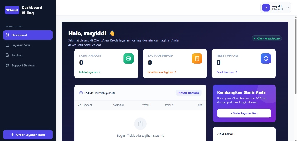 Langkah 5: Masuk Dashboard