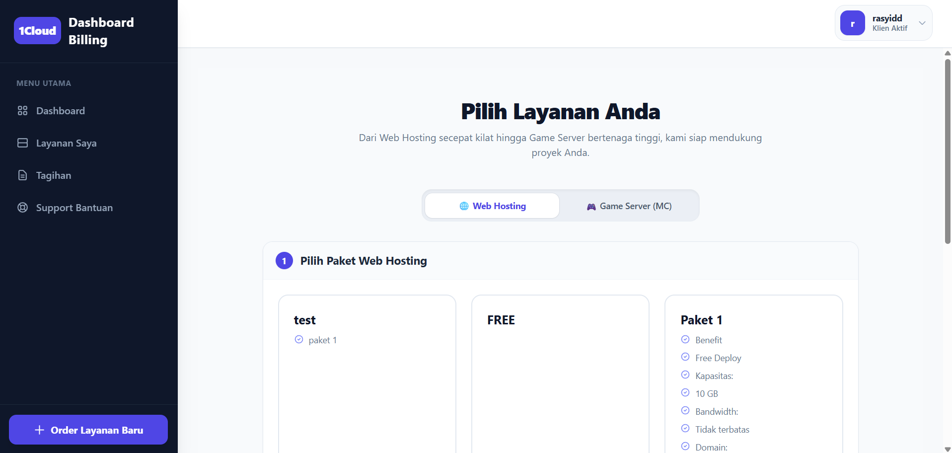 Langkah 6: Order Layanan Baru